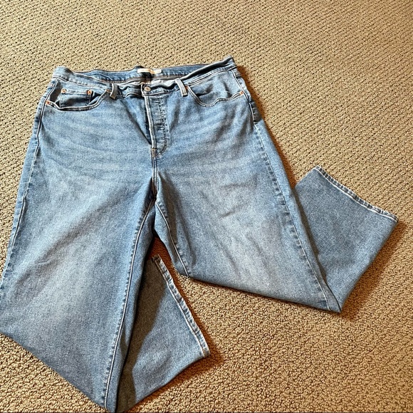 Levi’s Ribcage Straight High Rise Button Fly Ankle Denim Blue Jeans Women’s 20W - Picture 4 of 15